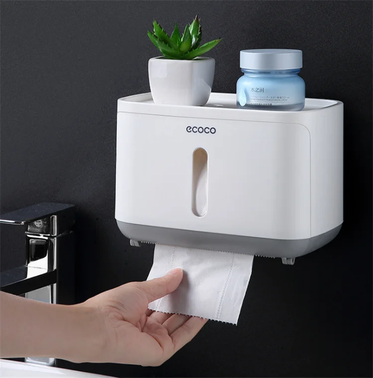 

Bathroom Tissue Box Toilet Paper Holder Wall Mounted Bathroom Roll Paper Storage Box Waterproof Bathroom Shelf