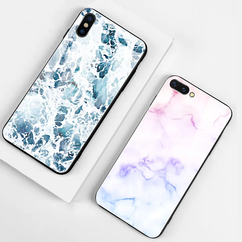 Мраморный чехол из закаленного стекла для Xiaomi Redmi Note8 7 5 6 Pro Pocophone F1 Mi8 A2 Lite 6X 5X Mi9 SE 9 t