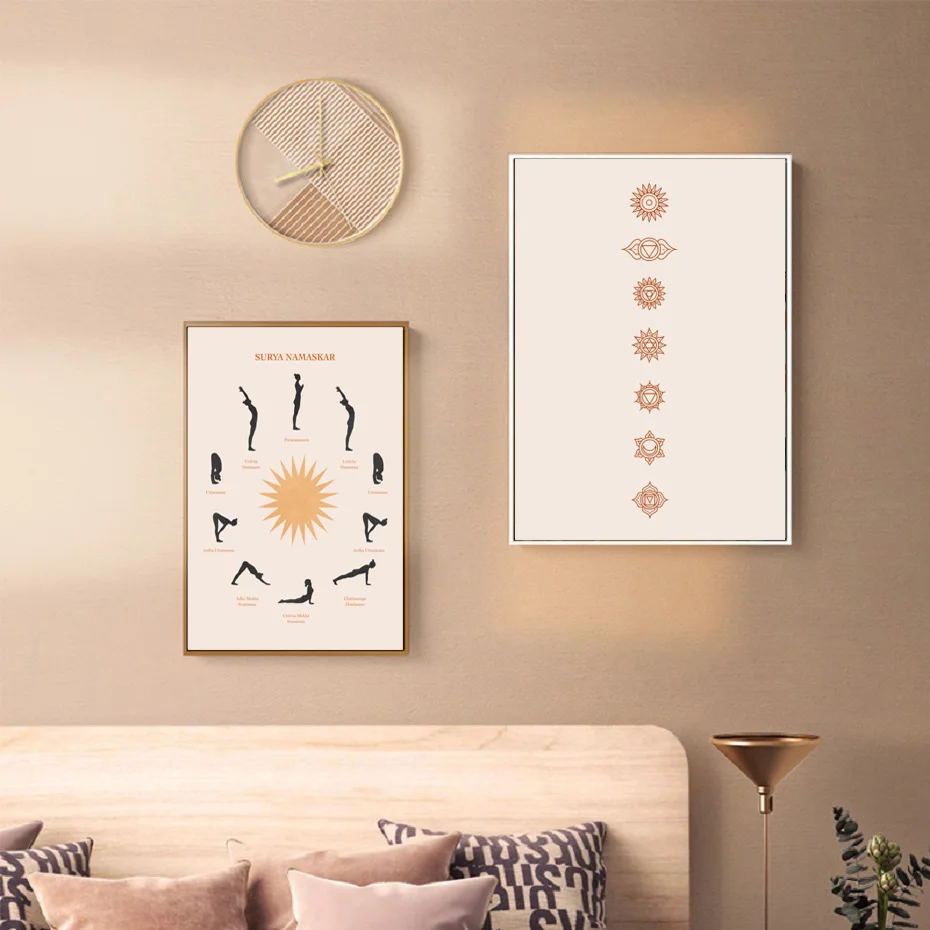 

Morandi Color Yoga Action Nordic Modern Art Pattern Symbol Canvas Painting Poster Wall Art Gift Bedroom Living Room Home Decorat