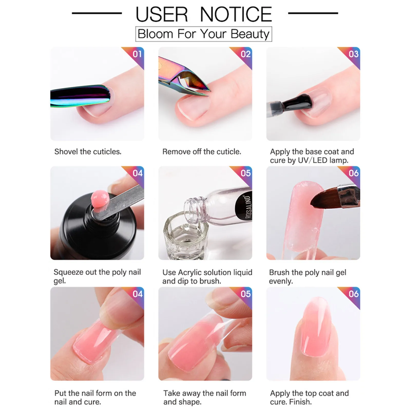 

Nail Extension Gel Set Natural Safe Nail Polish Kit 6-color extension glue nail art quick paper-free holder phototherapy