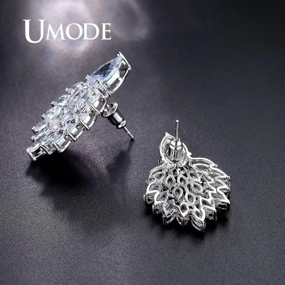 UMODE женские прозрачные серьги с цирконием кубической огранки для женщин, Помолвочные шпильки, роскошные свадебные украшения, подарки для девочек, аксессуары UE0245