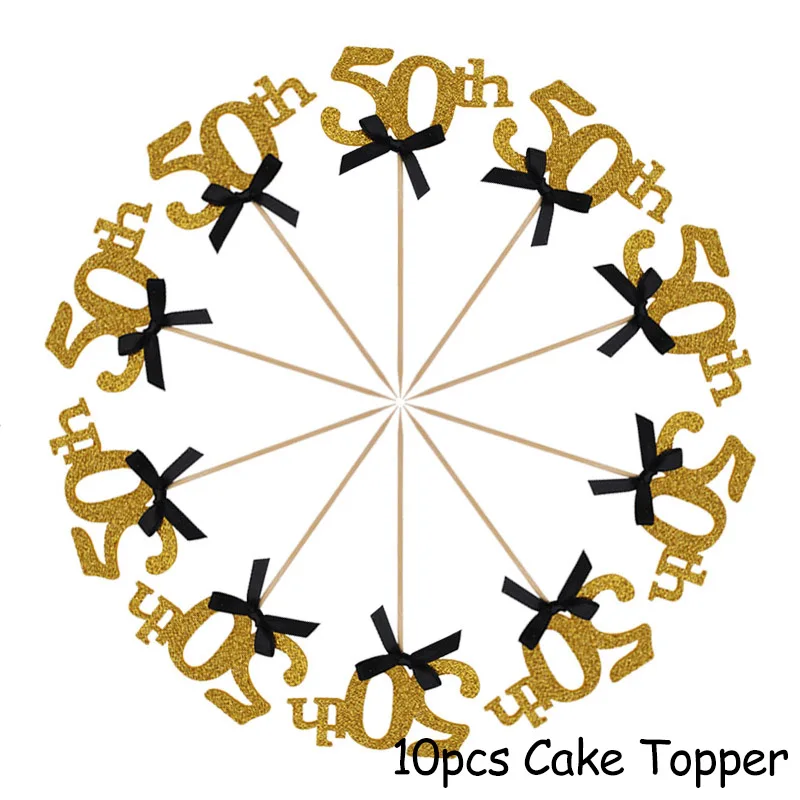 10pcs Cake Topper 30 конфетти шарики ко дню рождения 40 50 60 лет День рождения украшение номер 30 взрослый золотой черный воздушный шар для вечеринки на день рождения - Цвет: 10pcs Cake Topper