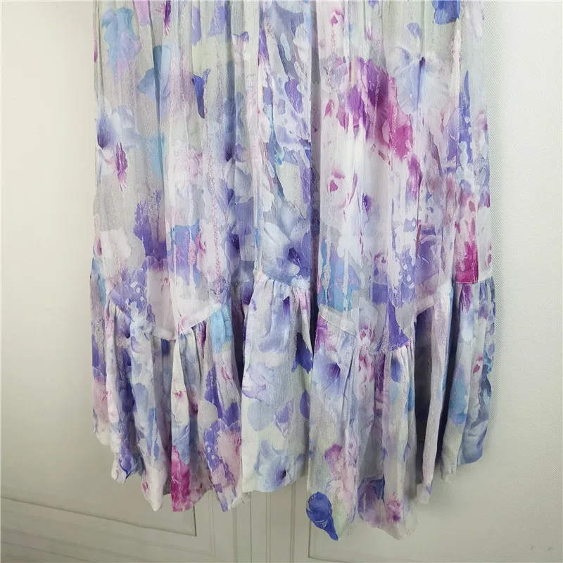 

Women's Blooming Floral Printed Mini Dress V-neck High Waist Short Sleeve Female Robe 2021 Spring Summer New