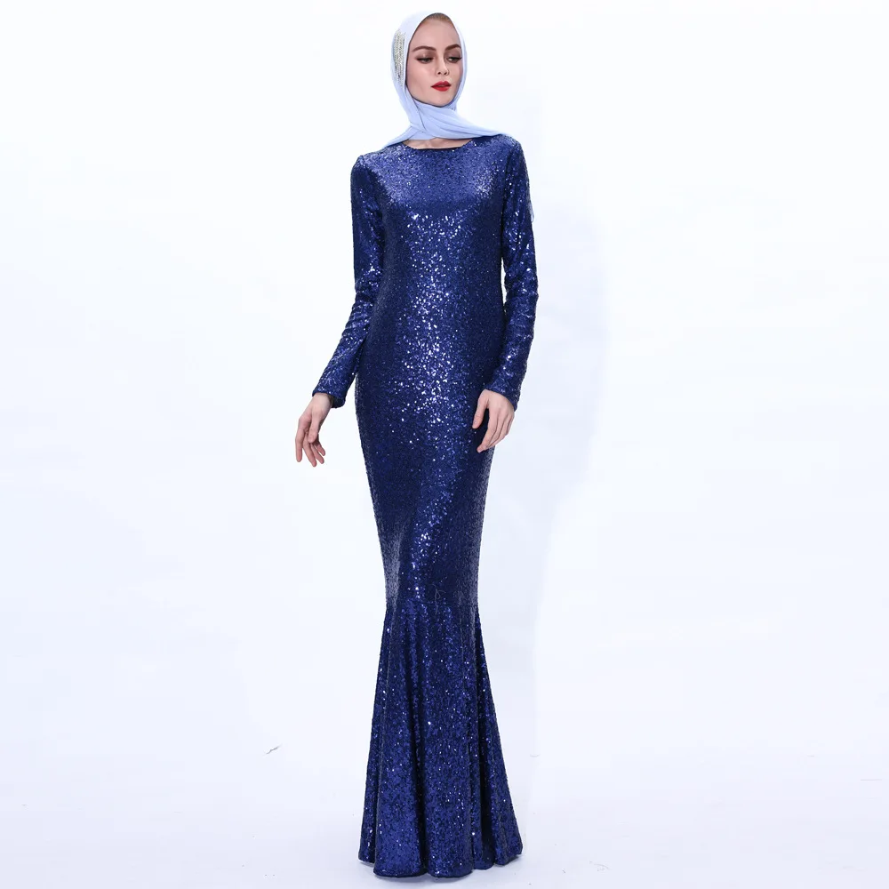 Модное Длинное Платье-абайя с блестками для мусульманских женщин, элегантное облегающее вечернее платье, платья, турецкое марокканское пра...