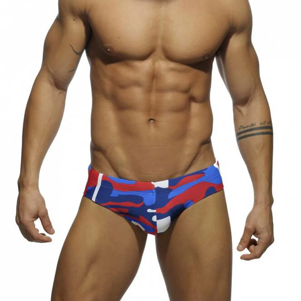 

Плавки мужские камуфляжные с треугольными чашечками, удобные плавки, пляжная одежда для серфинга, плавки с внутренней прокладкой