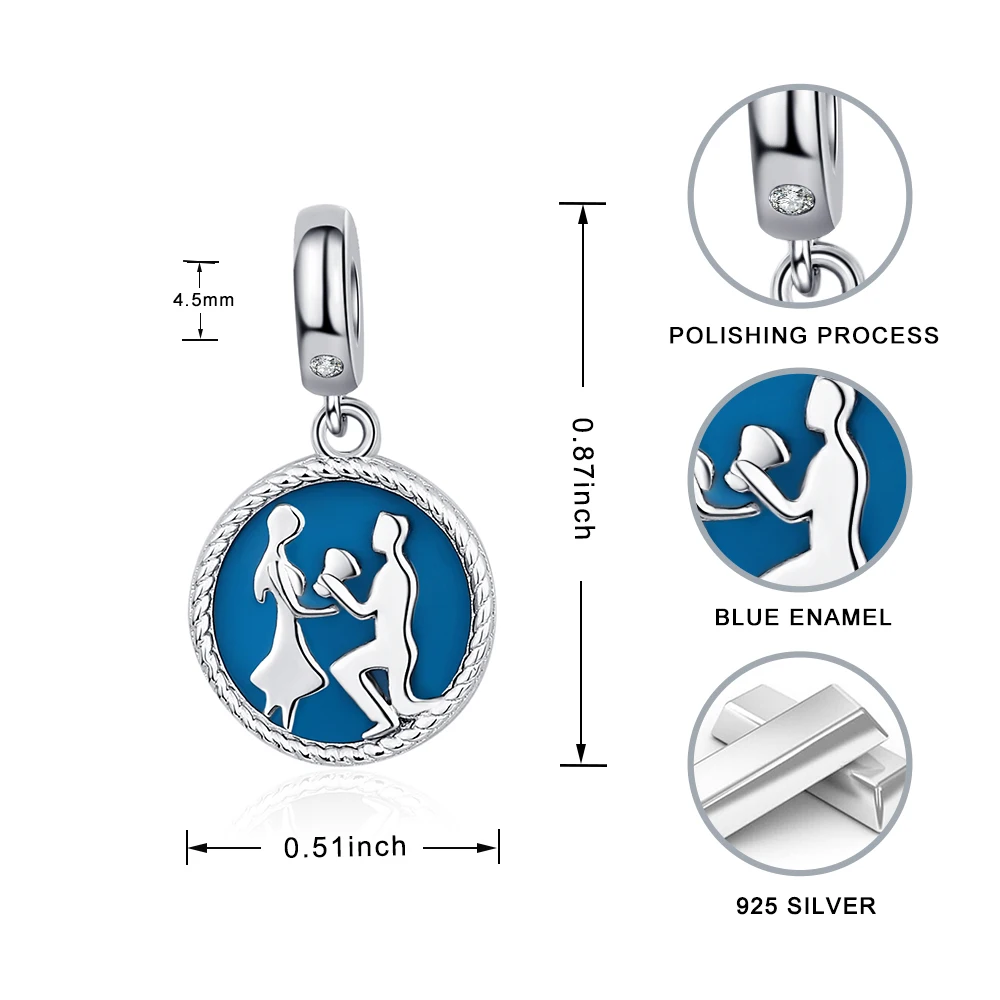 

925 Sterling Silver Boy proposes to girl Beads Charm Fit Pandora Bracelet for Women Fashion Jewelry Valentine's Day Gift