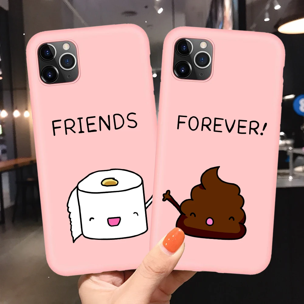 Мягкий чехол для телефона Bff Best Friends Couples iphone 11 Pro Max розовый из ТПУ с рисунком кота