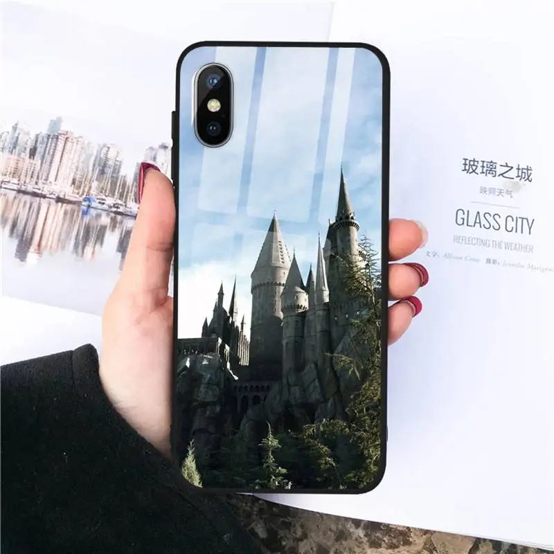 

Anime retro castle Phone Case Tempered glass For iphone 11 12 PRO MAX X XS XR 5C 6 6S 7 8 plus
