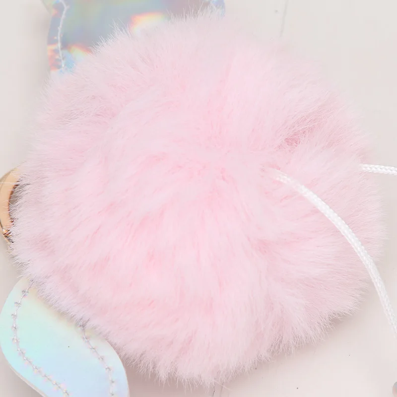 Брелок с единорогом искусственные помпоны из кроличьего меха цепочка для ключей