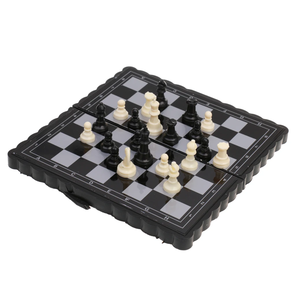 

Foldable Chess Board & 32 Chessman Pawns Set Family Fun Board Game