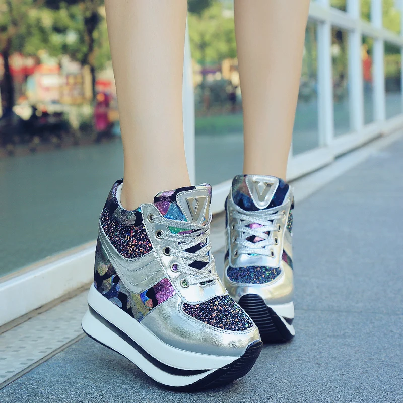 Высокие женские кроссовки высокой танкетки осень 2018|Беговая обувь| |