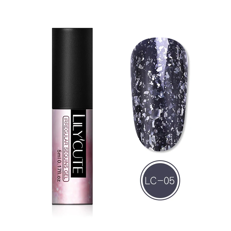 FlaKies 5 LILYCUTE, 5 мл, платиновая блестка, блестящий Гель-лак, блестящий, впитывающий УФ-лак, для маникюра, Базовое покрытие, грунтовка, Гибридный гель - Цвет: FlaKies 5