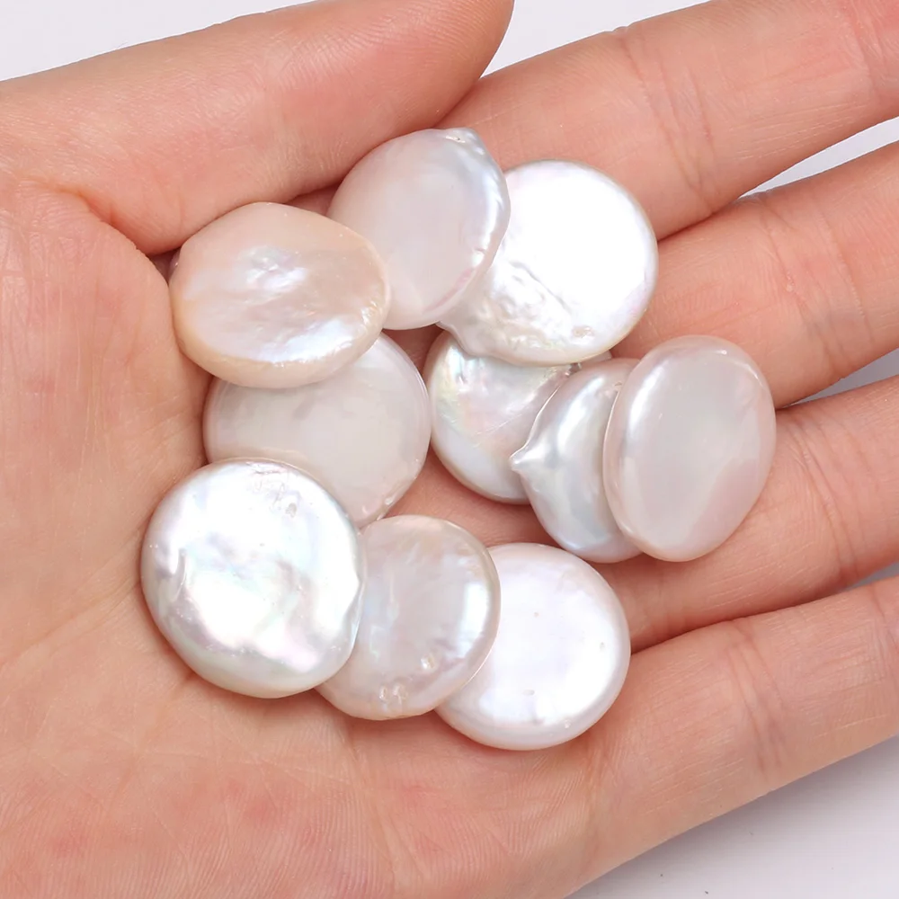 

1pcs Natural Freshwater Pearl Punch Loose bead Button shape Pendants for Jewelry Making DIY women's elegant Necklace Accessories