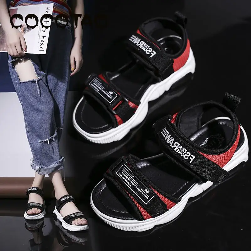 2019 весна и новые летние застежка-липучка на толстой мягкой подошве с толстая