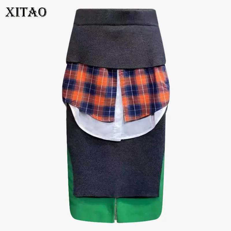 Женская клетчатая прямая юбка XITAO элегантная маленькая Повседневная Свободная в