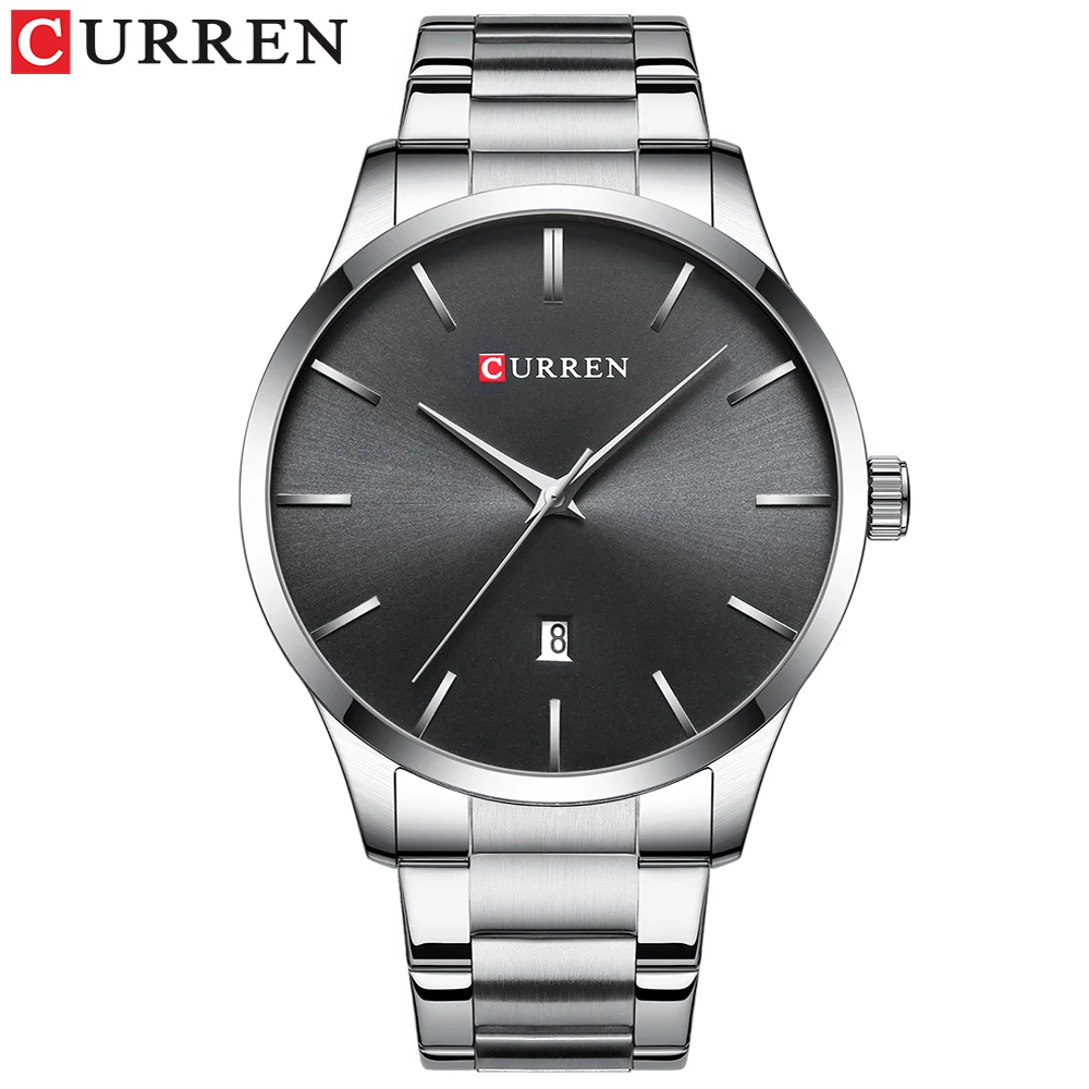 CURREN Relogio Masculino Лидирующий бренд роскошные деловые мужские часы 2019 серебряные из