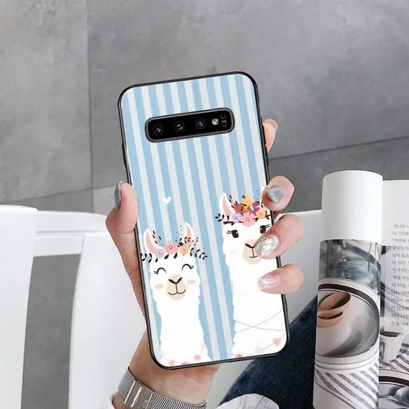 

Cartoon cute alpaca with blue stripes Phone Case For Samsung Galaxy S5 S6 S7 S8 S9 S10 S10e S20 edge plus lite