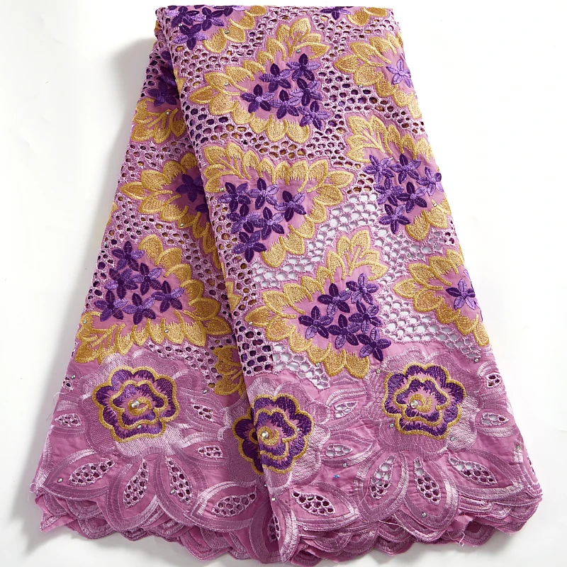 

Embroidery Swiss Voile Cotton High Quality African Dry Lace Fabric With Stones Small Holes Dubai Laces For Nigerian Party 2526A