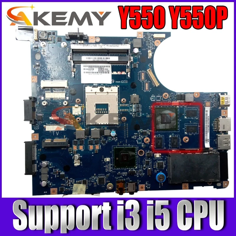 Akemy NIWBA LA-5371P материнская плата для ноутбука Lenovo Y550 Y550P основная HM55 поддерживают