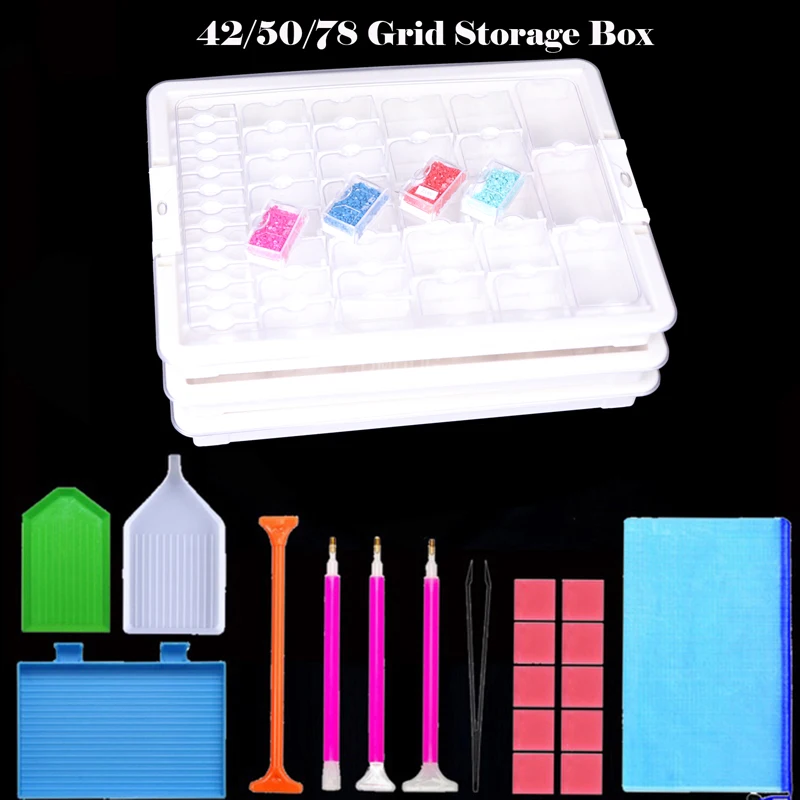 

42/50/78/28 Grid Dismountable diamond painting Accessories Diamond Embroidery Cases PP plastics Box Organizer Home Storage boxes