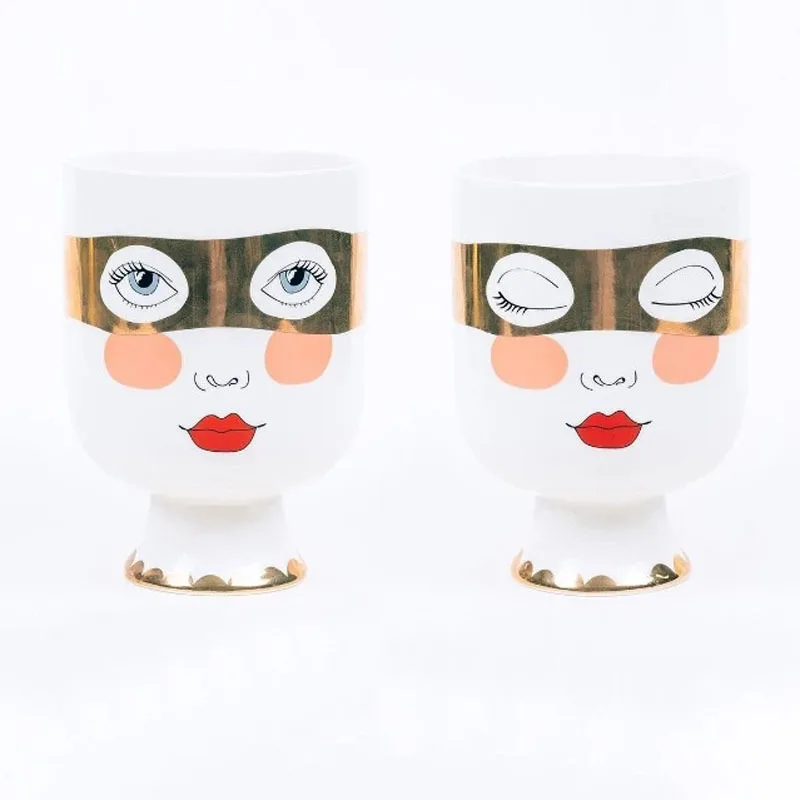 

Nordic Creative Ceramics Simple Light Luxury Face Vase Decoration Living Room TV Cabinet Home Decorat Ornaments