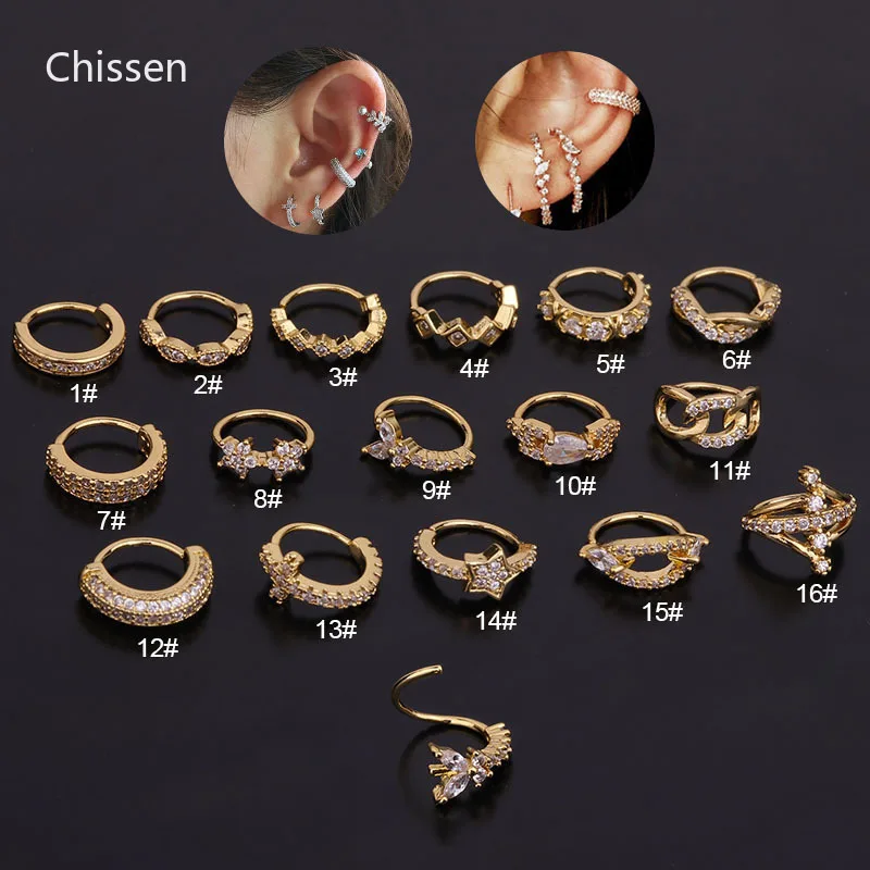 

Chissen New 1Piece 8mm Cz Hoop Cartilage Earring Fashion Tiny Small Helix Tragus Daith Conch Rook Snug Ear Piercing Jewelry