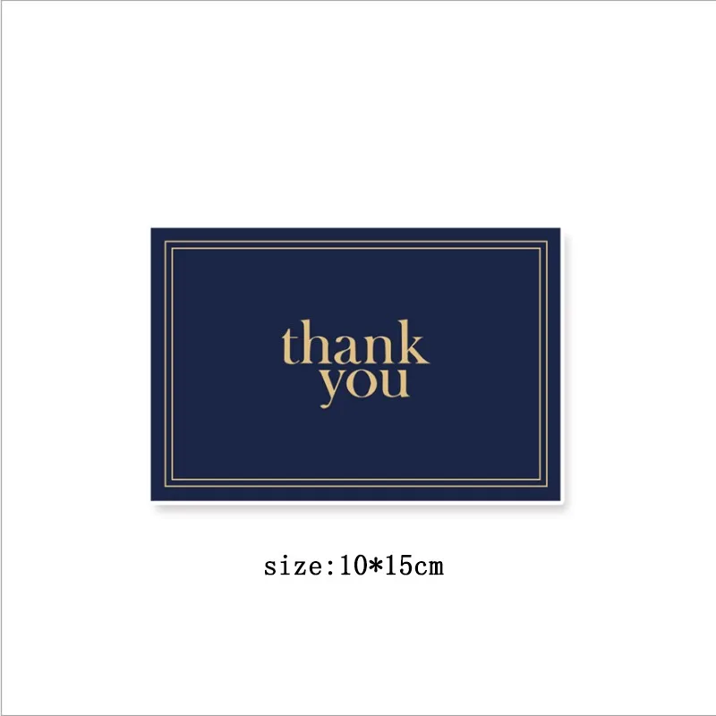 

4pack/lot 9 choices dark blue Bronzing thank you business card thank you half-fold card white envelope 15*10CM