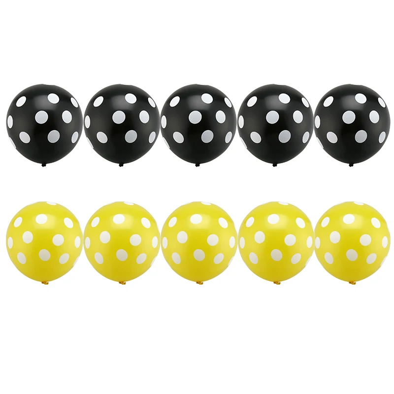 black yellow 10 шт./лот латексные шары в красный и черный горошек Божья коровка свадебные декоративные принадлежности Globos Baby Shower Микки Маус тематические вечерние шары - Цвет: black yellow