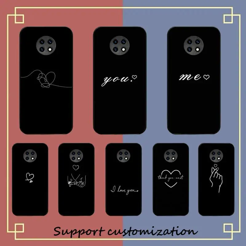 

Black White Artistic Abstract Line Love Phone Case For Redmi Note 8A 7 5 Note8pro 8T 9Pro Coque for note6pro Capa