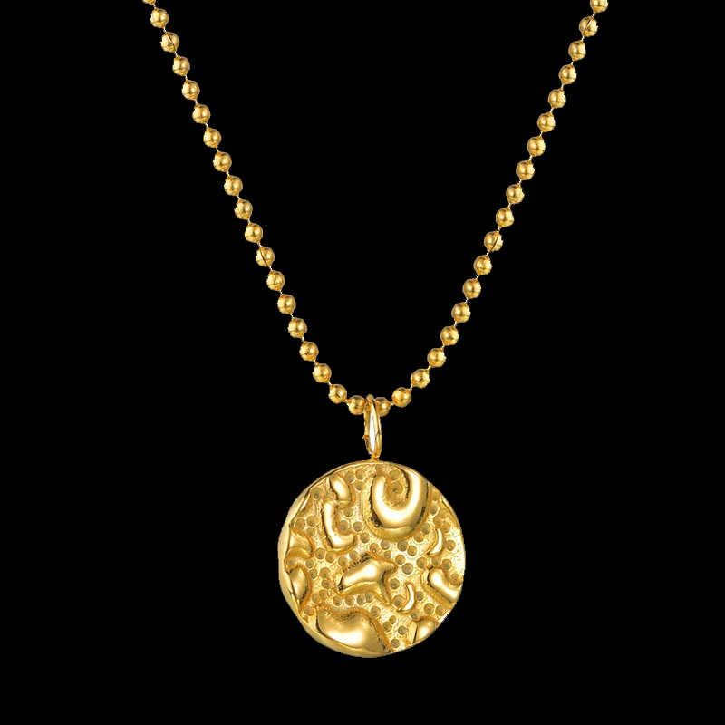 Крошечное круглое ожерелье с подвеской из нержавеющей стали золотое серебряное