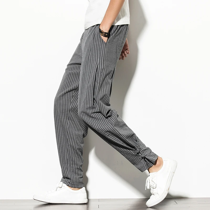 

Men's Casual Striped Pants Slim Fit Leisure Sweatpants Joggers Men Trousers Elastic Waist 2020 New Cotton