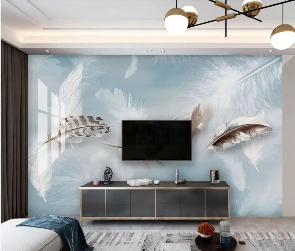 

AINYOOUSEM Modern minimalist beautiful feather background wall papier peint papel de parede wallpaper 3d wallpaper stickers