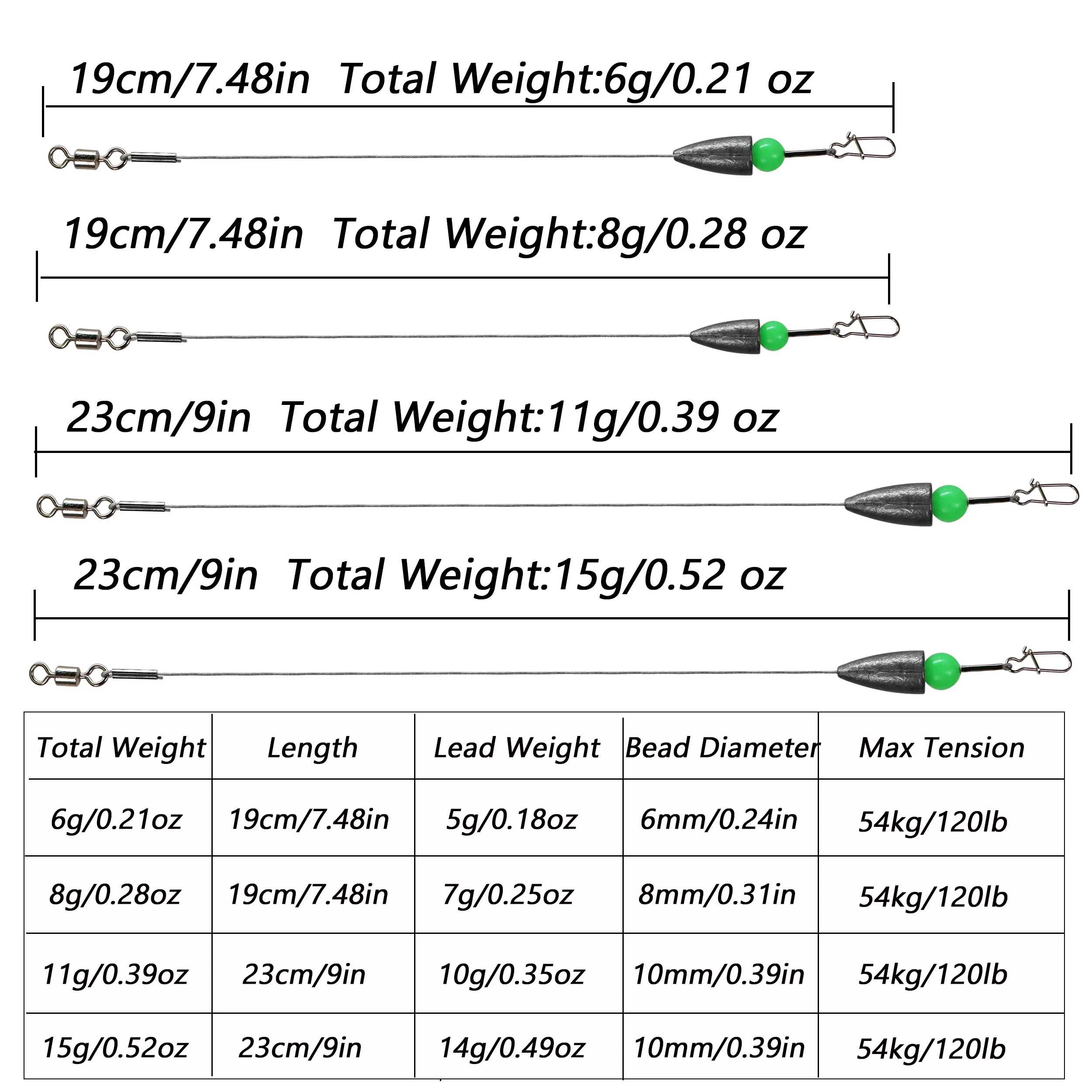 5 шт. рыболовная Каролина готов снасти с грузилом из нержавеющей стали поводковая