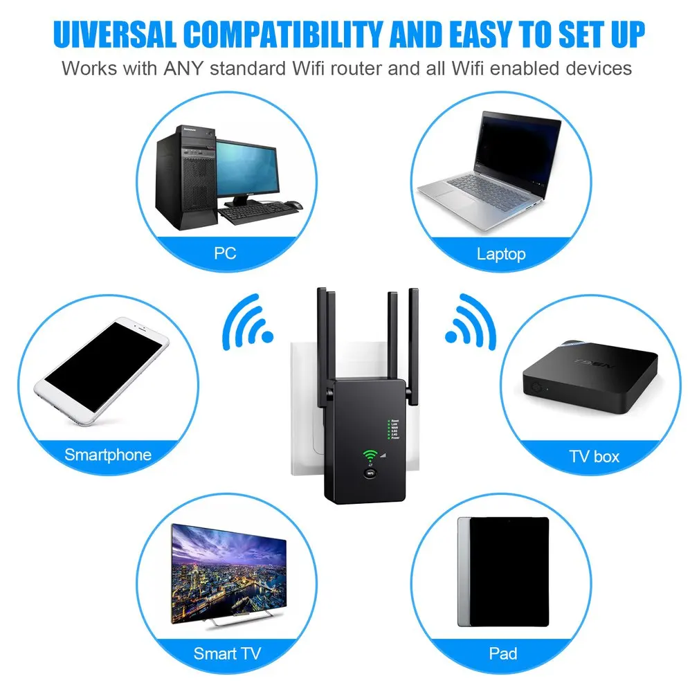 2.4 5.8Ghz Dual Band Wifi Extender Wireless Wifi Range Extender Repeater Router AC1200M Wifi Booster Access Point US EU Plug