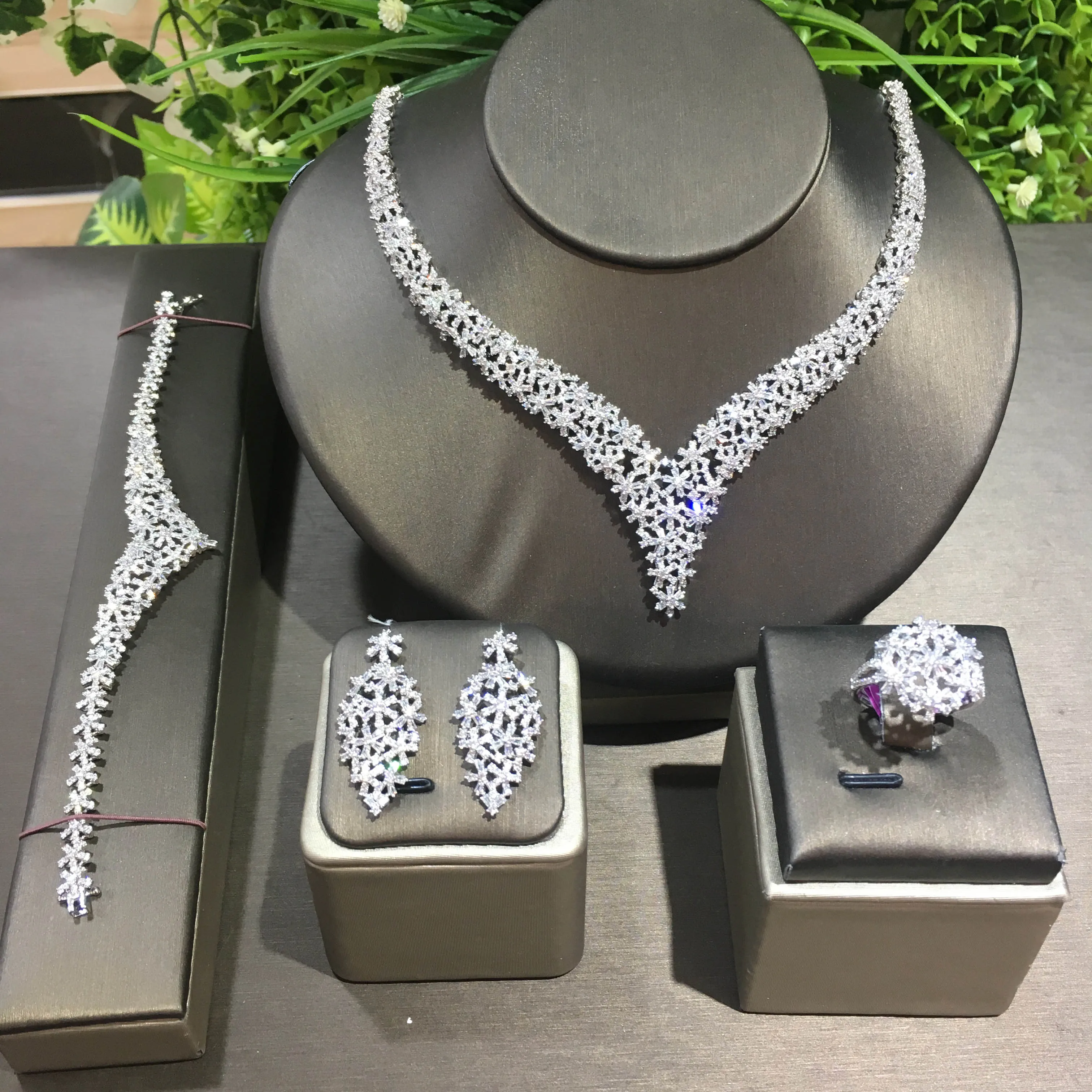 

TIRIM Dubai Elegant Bridal Necklace Set for Women Cubic Zirconia Wedding Jewelry Sets For Brides Accessories jewelri set wed