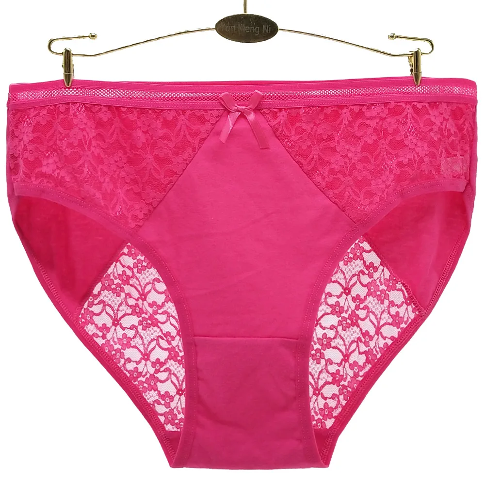 

1-10 pcs/lot 2XL/3XL/4XL Cotton Large briefs Underwear Lace hot sell Women's Big yards plus size lady Panties 89387