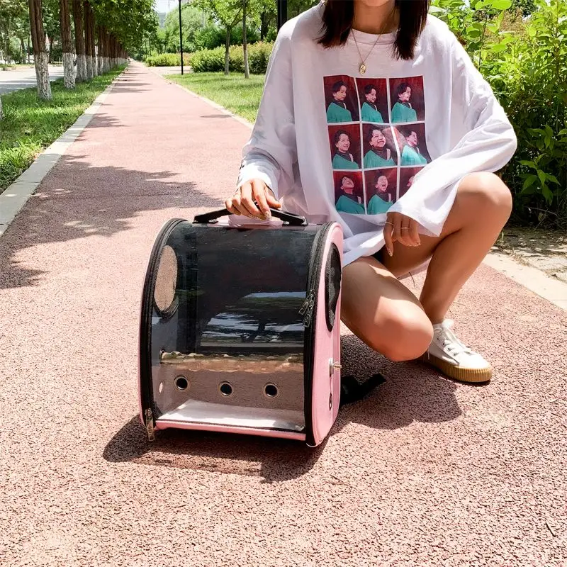 

Pet Parrot Bird Carrier Travel Bag Space Capsule Transparent Cover Backpack Breathable QXNC