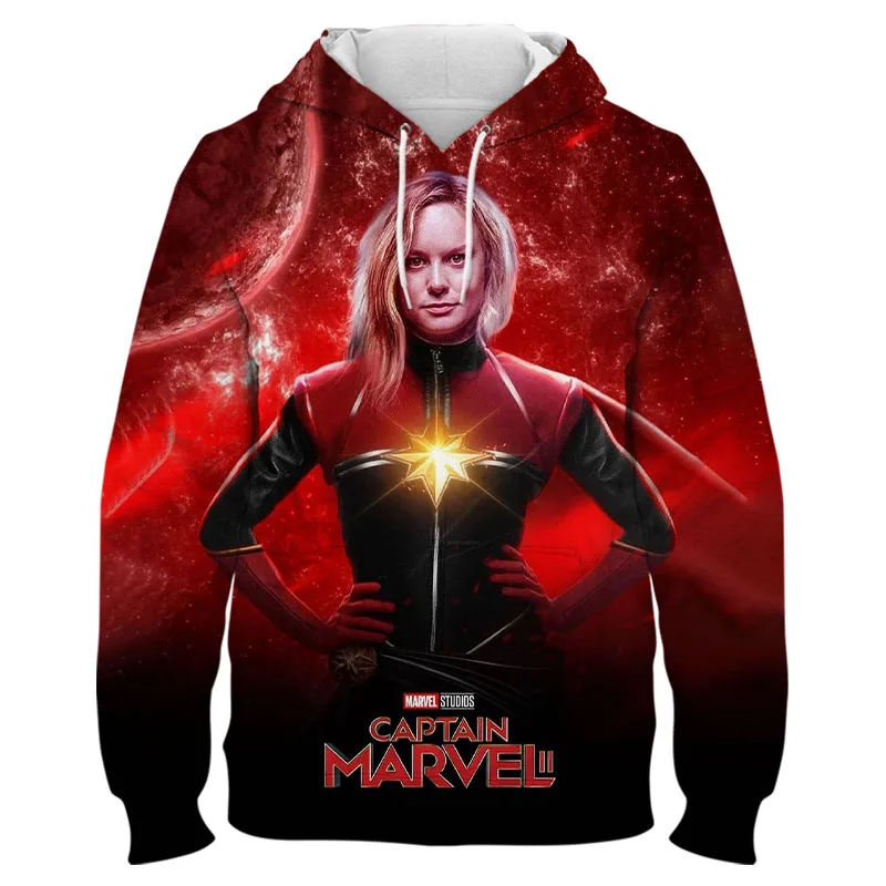 Толстовка с капюшоном Капитан Marvel для мужчин и женщин Модный свитшот 3D принтом