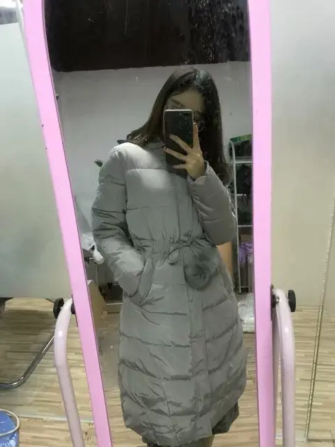 Длинное плотное тонкое пуховое пальто с капюшоном и воротником из лисьего меха, женское теплое пуховое пальто на молнии с длинным рукавом и шнуровкой, Модная элегантная одежда на зиму