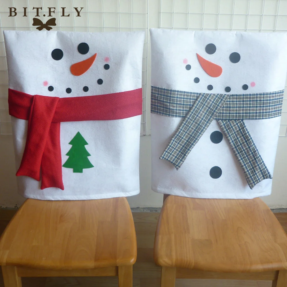 BITFLY 2 шт. Рождественское украшение снеговик с шарфом колпачок на стул Чехлы
