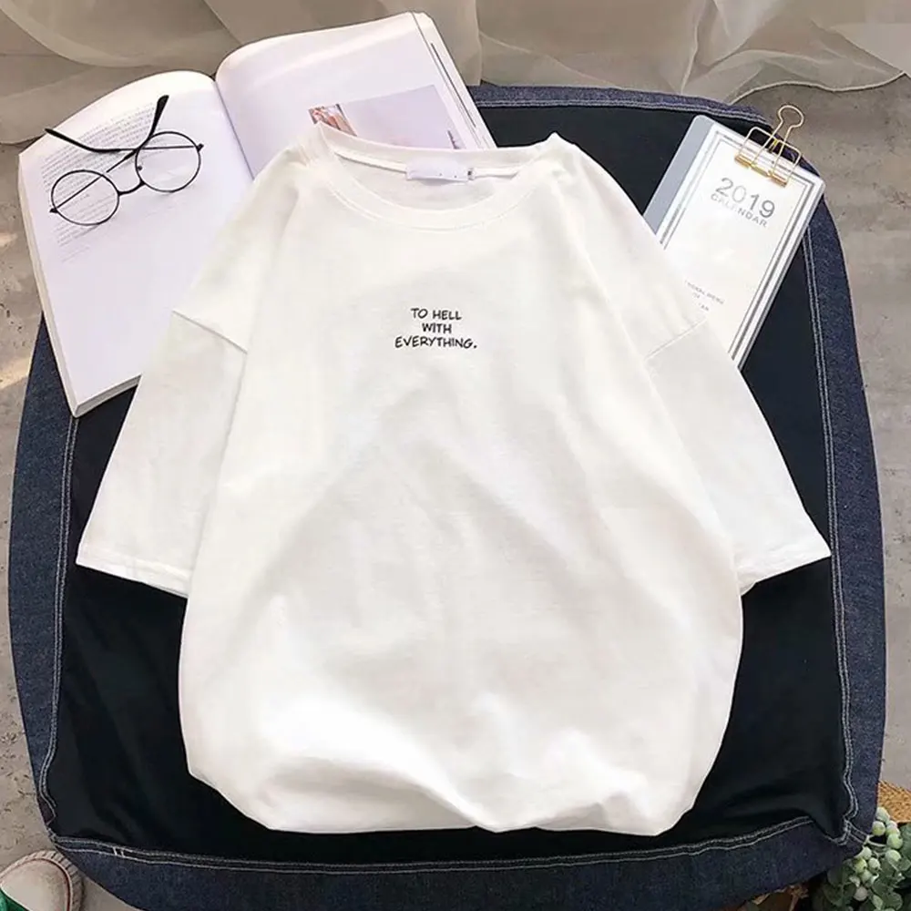 

Women Short Sleeve T-shirts Loose Harajuku Plus Size 3XL Letter Printed Chic Simply All-match Women Korean Style Ulzzang Leisure