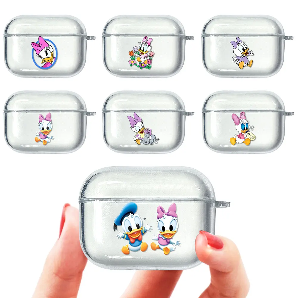 

Disney Daisy Duck Cartoon Soft TPU Case For Apple Airpods Pro 3 Transparent Bluetooth Wireless Headphone Earphone Box Cover