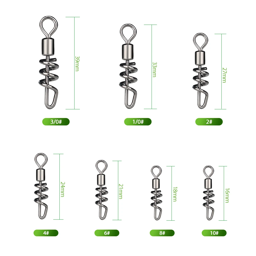 

50Pcs Rolling swivel with screwed snap Ball Bearing rolling Swivel Solid Ring Fishing Connector Fishing Hook