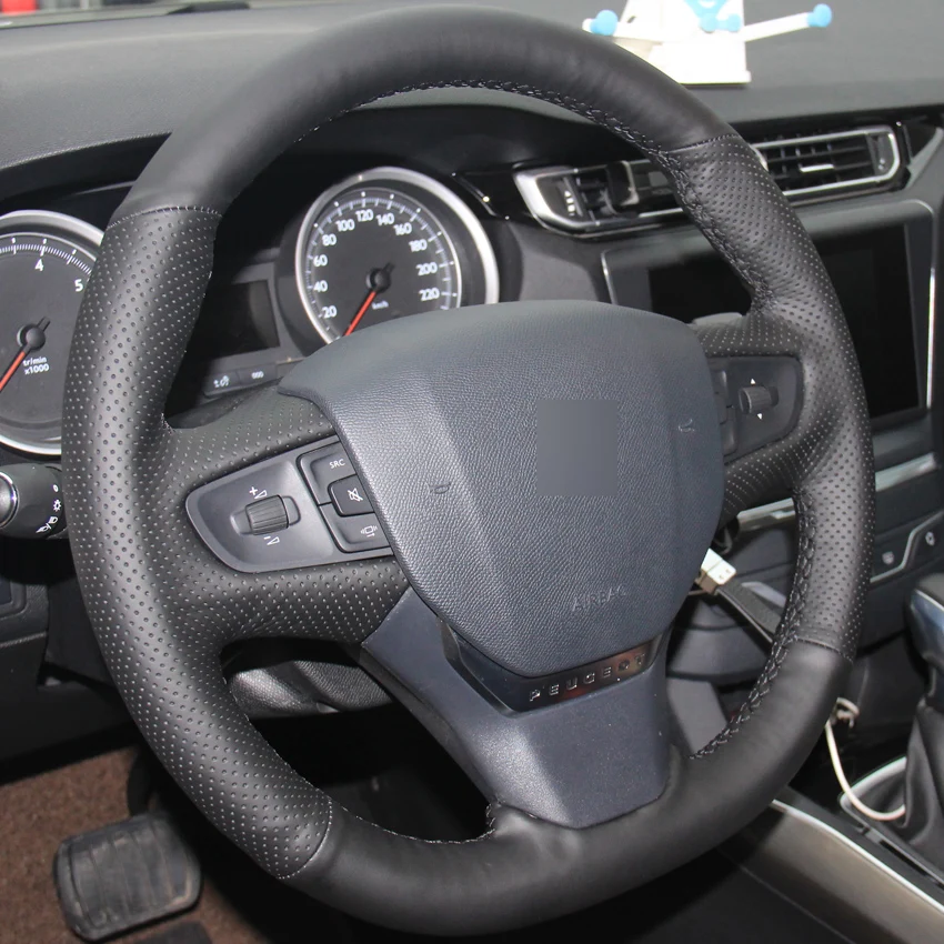 Черный ПУ Искусственная кожа рулевого колеса автомобиля крышки для Citroen C3 XR 2015 2019