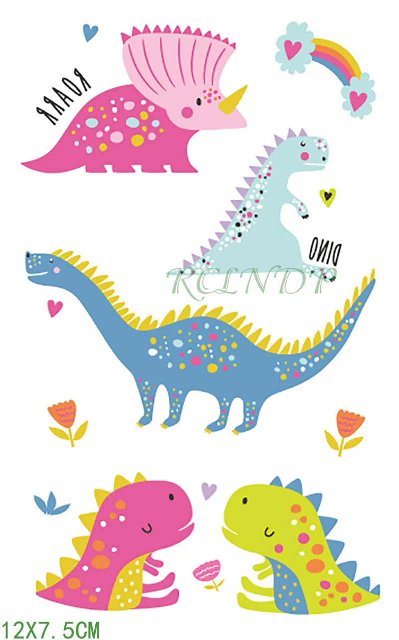 Водонепроницаемая Временная тату-наклейка с изображением динозавра звезды