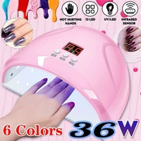 36w 6 colors nail lamp nail light therapy machine hand nail tool baking lamp nail art gels dryer curing timing manicure machine