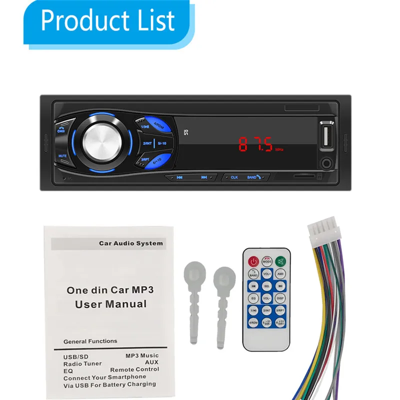 Autoradio Car Radio Stereo Bluetooth FM Aux Input Wireless Audio Receiver TF USB 12V In-dash 1 din MP3 Multimedia Player | Автомобили и