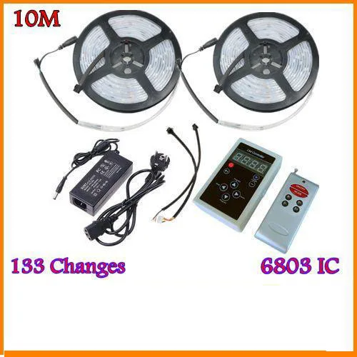 

3sets/lot 10M 5050 RGB Dream Color Magic 6803 IC LED Strip Light 133 Change RF Remote and 12V6A 72W Power US/EU/UK/AU