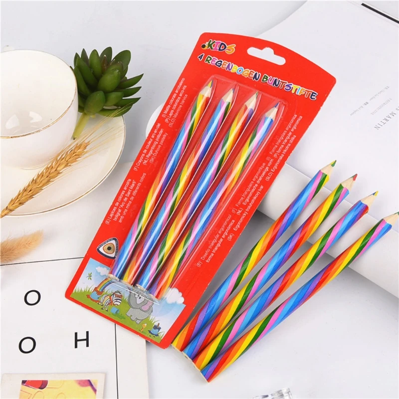 

4 PCS Rainbow Colored Pencils for Kids Assorted Colors for Drawing Coloring Sketching Pencils For Drawing Stationery
