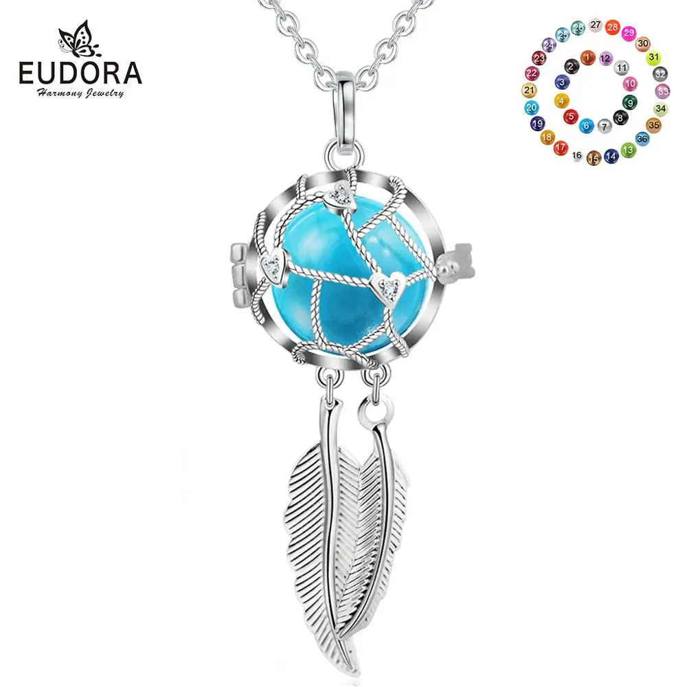 Ожерелье EUDORA с перьями Ловец снов 18 мм Детская клетка для беременных подходит
